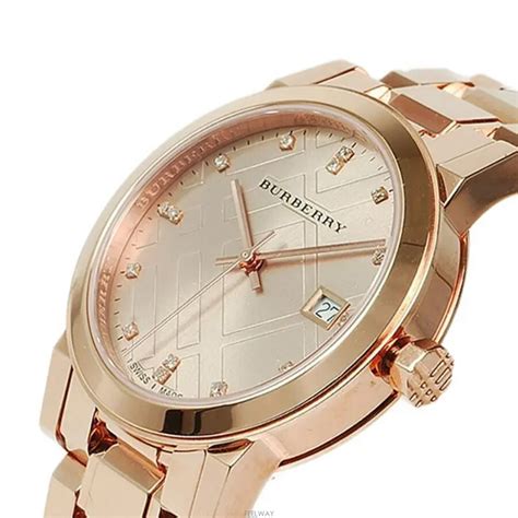 Burberry Ladies Diamond Check Stamped Watch 